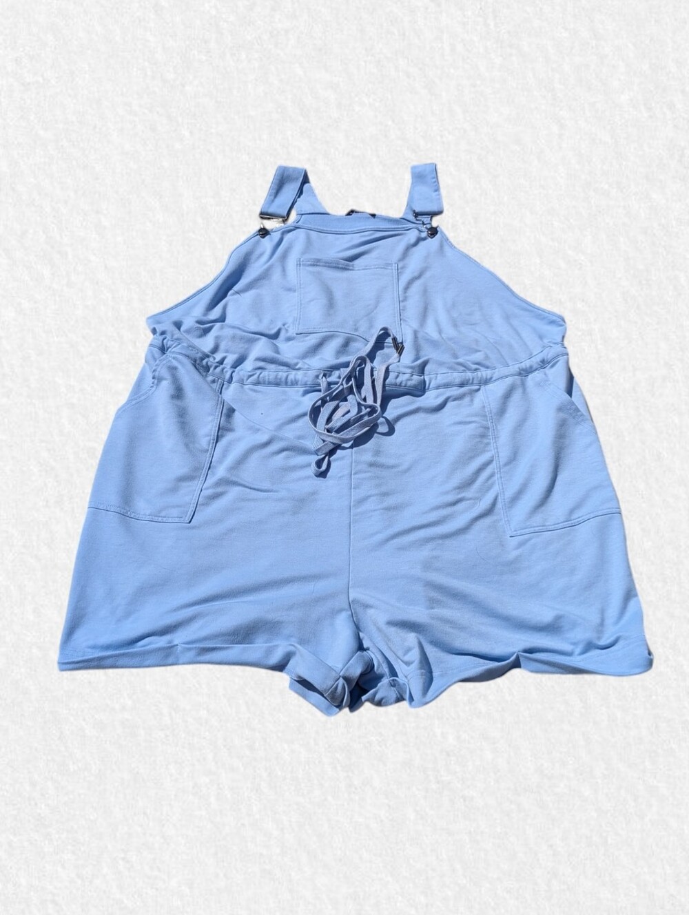 BloomChic Light Blue Drawstring Short Overalls - Picture 2 of 5